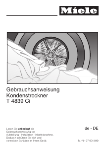 Bedienungsanleitung Miele T 4839 Ci ED Trockner
