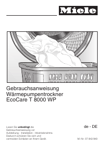 Bedienungsanleitung Miele T 8000 WP EcoCare Trockner