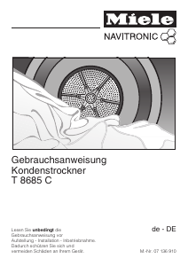 Bedienungsanleitung Miele T 8685 C Trockner