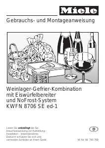 Bedienungsanleitung Miele KWFN 8706 SE ed-1 Weinklimaschrank