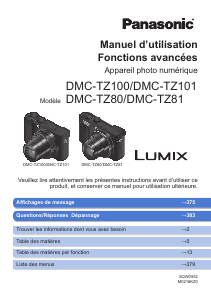 Mode d’emploi Panasonic DMC-TZ81EG Lumix Appareil photo numérique