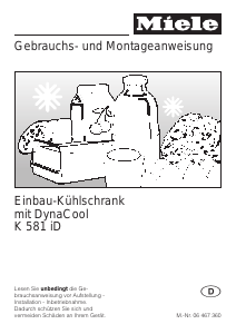 Bedienungsanleitung Miele K 581 iD Kühlschrank