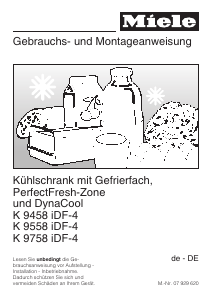 Bedienungsanleitung Miele K 9558 iDF-4 Kühlschrank