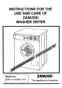 Manual Zanussi ZWD1013 Washer-Dryer