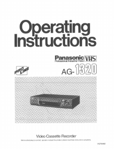 Manual Panasonic AG-1320 Video recorder