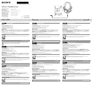 Руководство Sony MDR-ZX600 Наушники