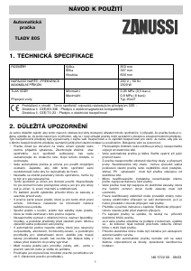 Manuál Zanussi TLADV805 Pračka