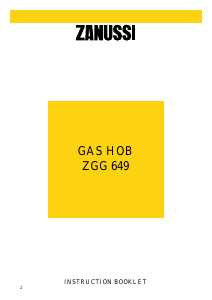 Manual Zanussi ZGG649ICY Hob