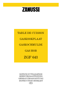 Handleiding Zanussi ZGF643ICW Kookplaat