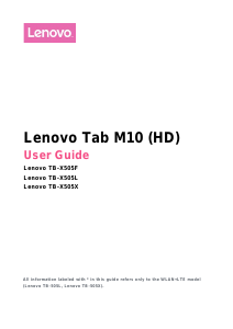 Manual Lenovo TB-X505F TAB M10 HD Tablet