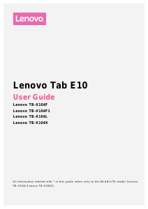 Bruksanvisning Lenovo TB-X104X TAB E10 Tablet