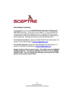 Bruksanvisning Sceptre E245RD-FHDR LED TV