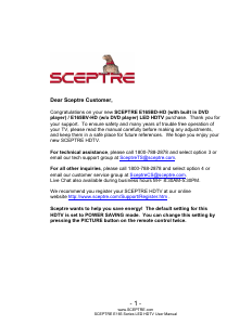 Bruksanvisning Sceptre E165BV-HD LED TV