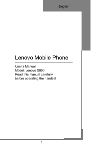 Руководство Lenovo S890 Мобильный телефон