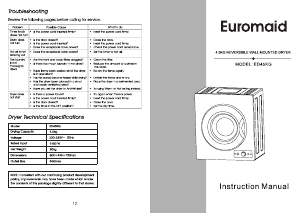 Handleiding Euromaid ED45KG Wasdroger