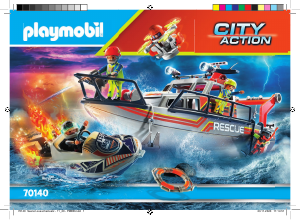 Manual Playmobil set 70140 Rescue Resgate marítimo: operação de combate a incêndios com iate de resgate
