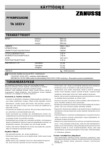 Käyttöohje Zanussi TA1033V Pesukone