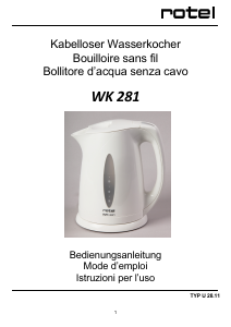 Mode d’emploi Rotel WK 281 Bouilloire