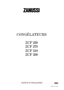 Mode d’emploi Zanussi ZCF 279 Congélateur