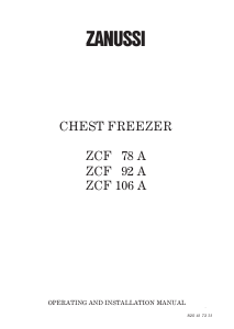 Bruksanvisning Zanussi ZCF 78 A Frys