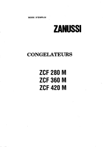 Mode d’emploi Zanussi ZCF 420 Congélateur