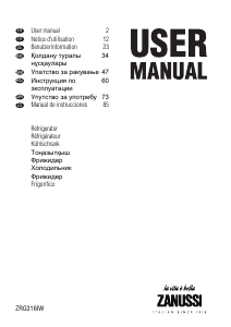 Mode d’emploi Zanussi ZRG316IW Réfrigérateur