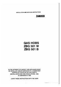 Bruksanvisning Zanussi ZBG501B Häll