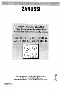 Mode d’emploi Zanussi ZKF641HW Table de cuisson