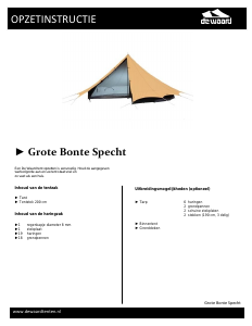 Handleiding De Waard Grote Bonte Specht Tent