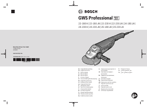 Vadovas Bosch GWS 22-180 JH Professional Kampinis šlifuoklis
