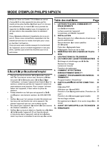 Mode d’emploi Philips 14PV274 Téléviseur