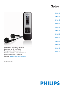 Mode d’emploi Philips SA2540 GoGear Lecteur Mp3