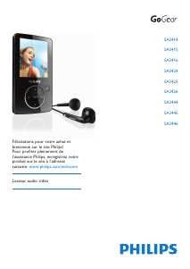 Mode d’emploi Philips SA3425 GoGear Lecteur Mp3