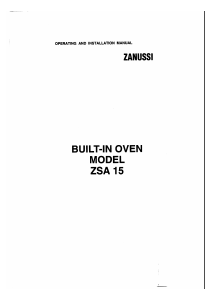 Manual Zanussi ZSA15W Oven