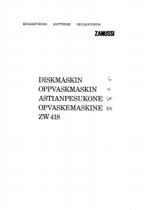 Brugsanvisning Zanussi ZW418 Opvaskemaskine
