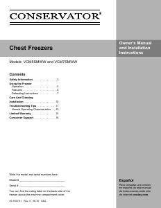 Manual Conservator VCM7SMWW Freezer