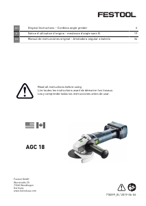 Manual Festool AGC 18-115 Li 5.2 EBI-Plus Angle Grinder