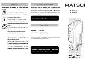 Manual Matsui RA1500 Heater