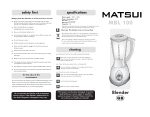 Manual Matsui MBL100 Blender