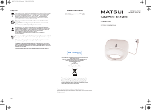 Bruksanvisning Matsui MSW101B Smörgåsgrill