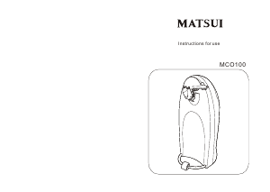 Manual Matsui MCO100 Can Opener