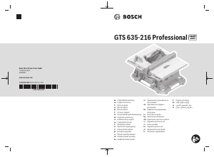 Manuale Bosch GTS 635-216 Sega da banco