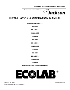 Manual Ecolab ES-6600S Dishwasher