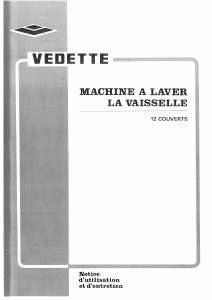 Mode d’emploi Vedette LV3000 Lave-vaisselle