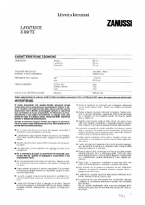 Manuale Zanussi Z550TX Lavatrice