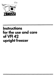 Bruksanvisning Zanussi VFI42 Frys