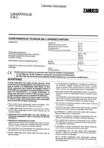 Manuale Zanussi Z45L Lavastoviglie