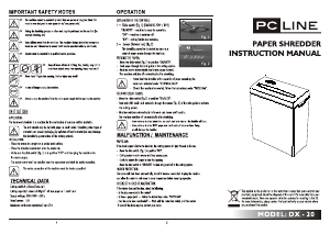 Handleiding PC Line DX-20 Papiervernietiger