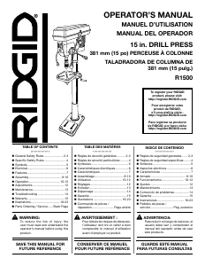 Manual de uso RIDGID R1500 Taladro de columna