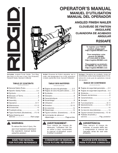 Bruksanvisning RIDGID R250AFE Spikpistol